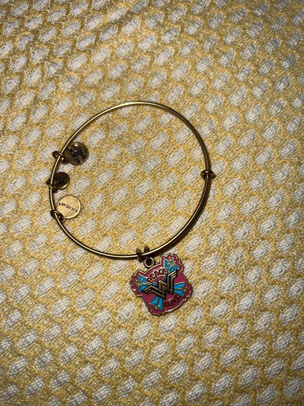 Alex and Ani DC Comics Wonder Woman Peace Love Enamel Charm Bangle